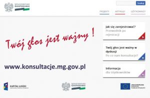 Strona główna portalu www.konsultacje.mg.gov.pl. Jeśli mamy już utworzony zaufany profil ePUAP, wszystko okaże się bardzo proste.