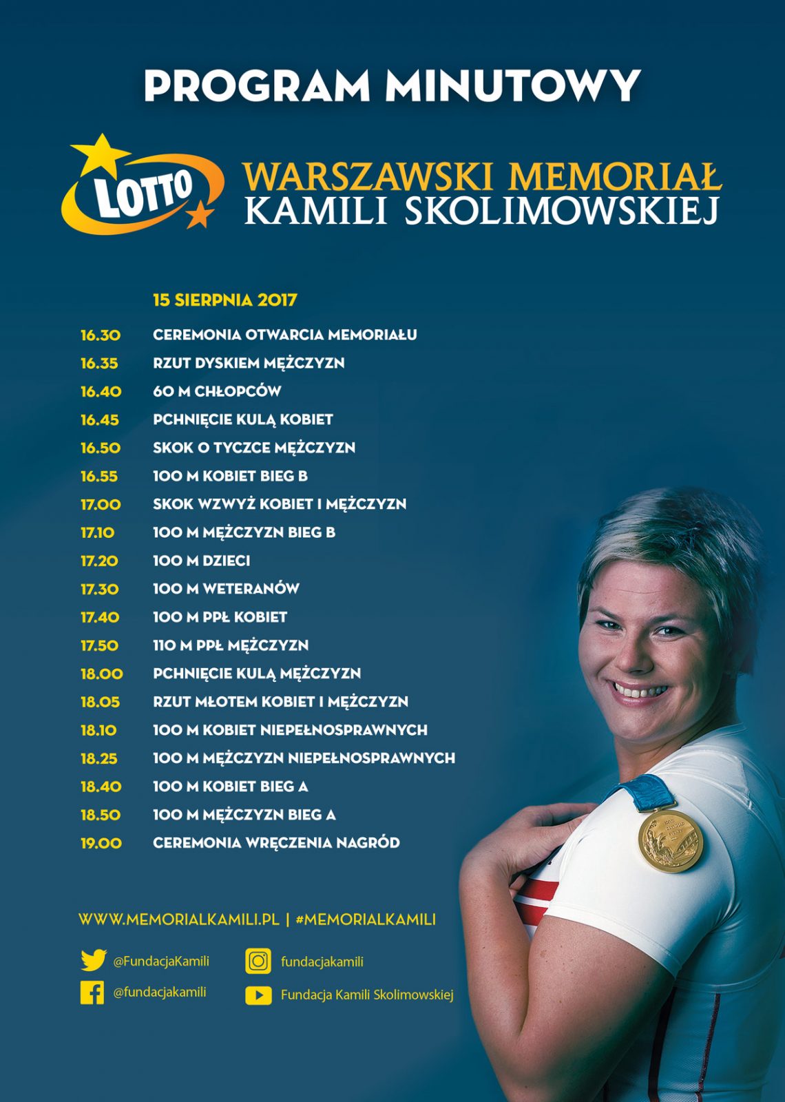 Program LOTTO Warszawskiego Memoriału Kamili Skolimowskiej 2017