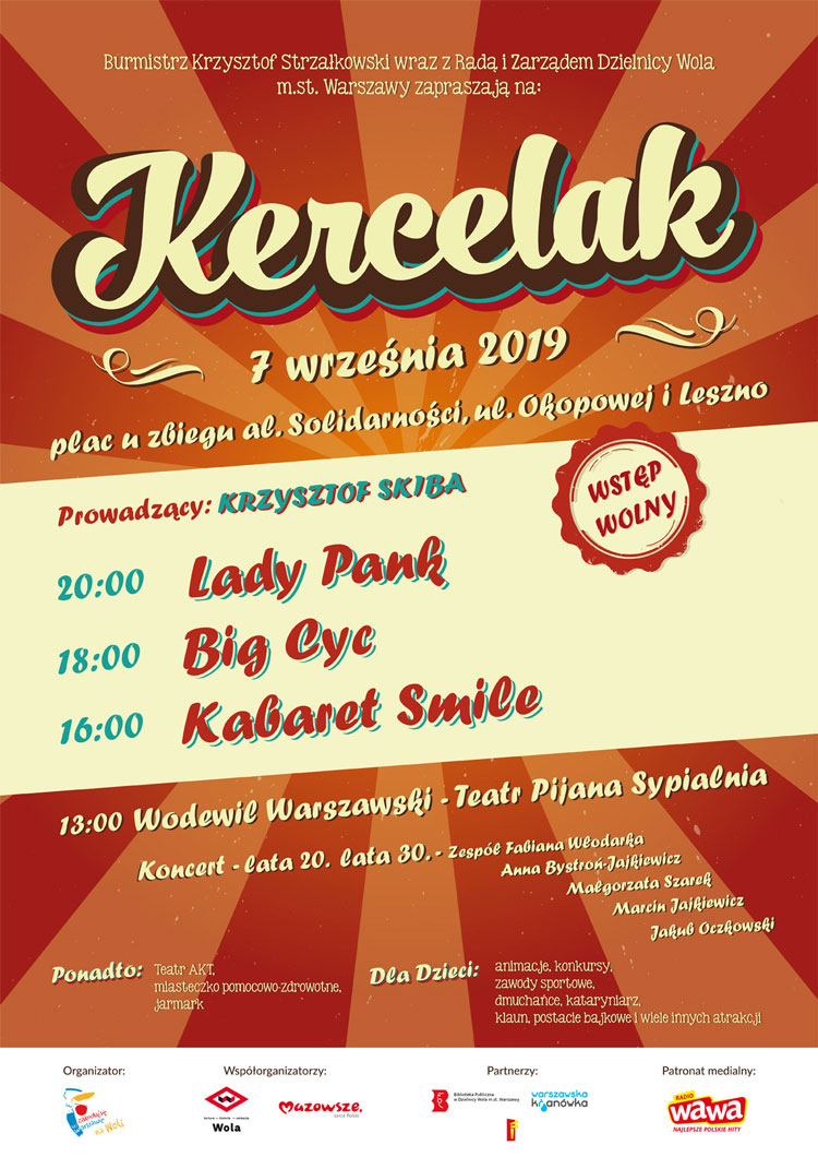 Kercelak, plakat zapowiadający uliczny festyn na Chłodnej