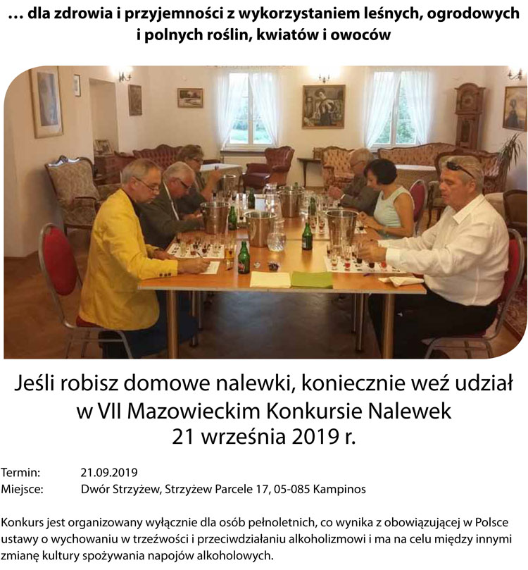 VII Mazowiecki Konkurs Nalewek w Dworze Strzyżew, 21 września