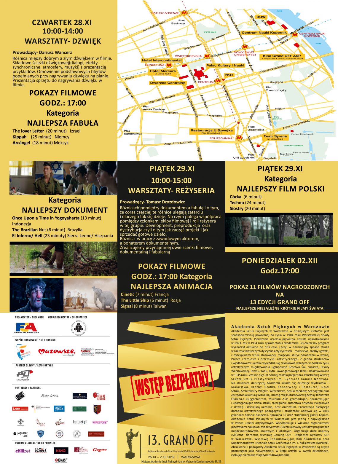 13. Grand OFF, plakat z programem festiwalu