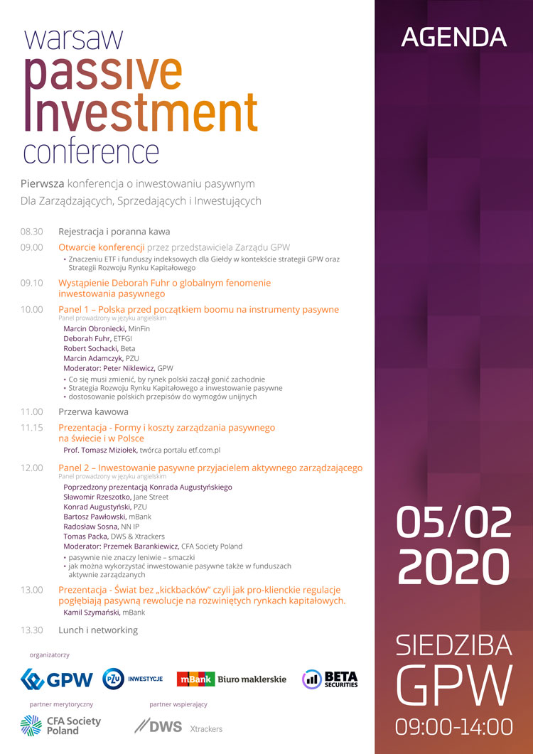 kliknij by pobrać agendę Warsaw Passive Investment Conference