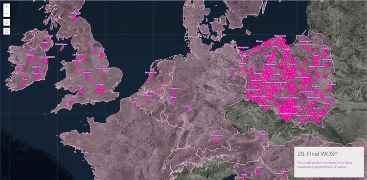 28. Wielka Orkiestra Świątecznej Pomocy - mapa wydarzeń