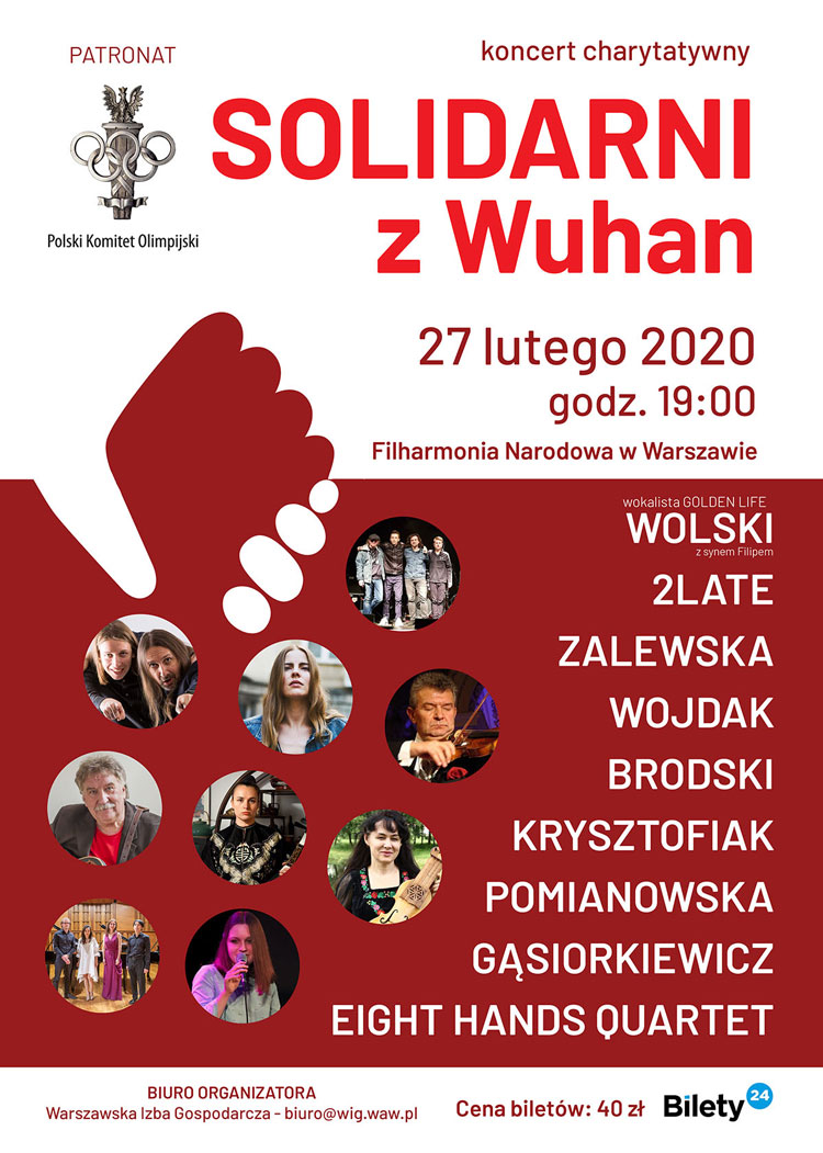 Solidarni z Wuhan, plakat z zapowiedzią koncertu