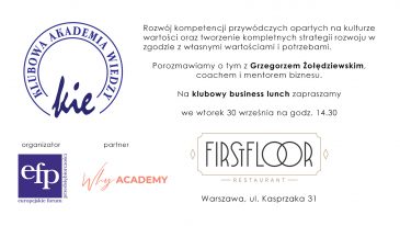 Klubowy business lunch we wrześniu